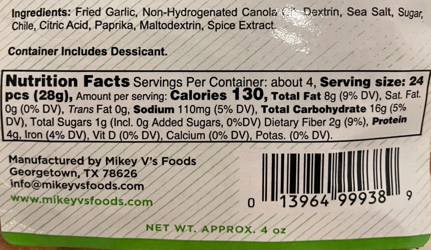 Mikey Vs Chile Lime Gator Toes Deep Fried Garlic Snacks, 3.9oz, Pack of 1