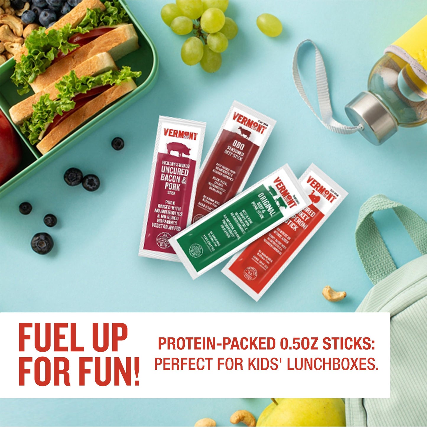 Vermont Smoke And Cure Mini Meat Sticks Go Packs Glutenfree 0.5Oz Meat Sticks 3 Ounces Per Pouch (Pack Of 8 Pouche), Original Be