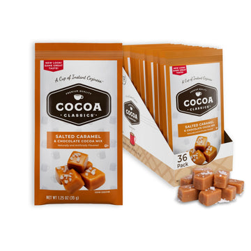 Cocoa Classics Salted Caramel Cocoa Mix, Hot Chocolate, Made with Nonfat Milk, Just Add Hot Water, Make Hot or Iced Cocoa, Glute
