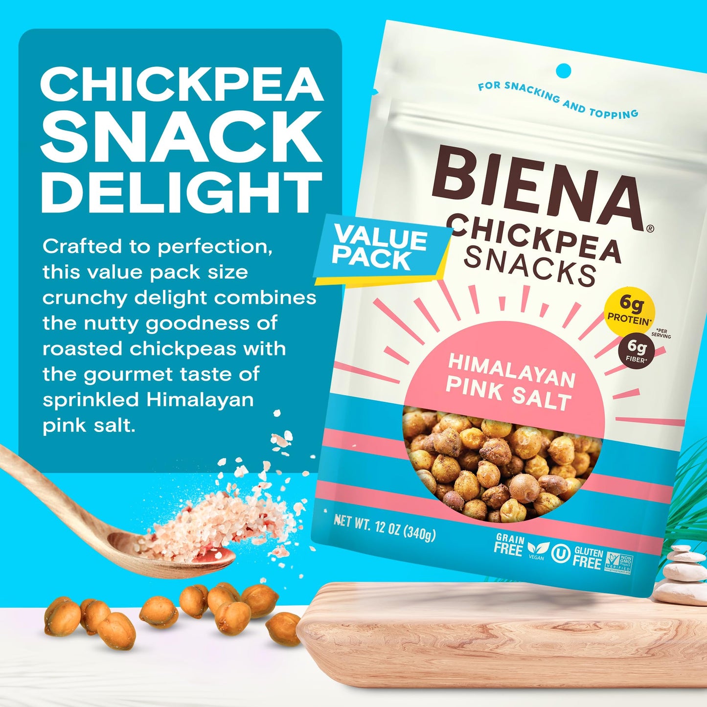 BIENA Chickpea Snacks - Crunchy Roasted Chickpeas - High Fiber Vegan Protein Snacks for Adults and Kids - Individual Pack - Hima