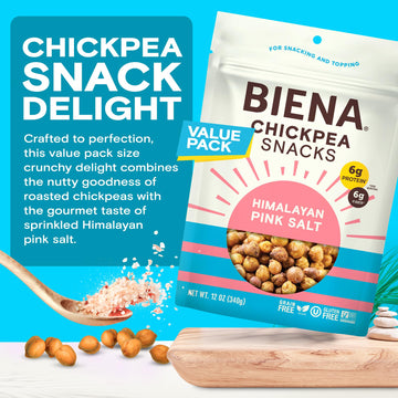 BIENA Chickpea Snacks - Crunchy Roasted Chickpeas - High Fiber Vegan Protein Snacks for Adults and Kids - Individual Pack - Hima