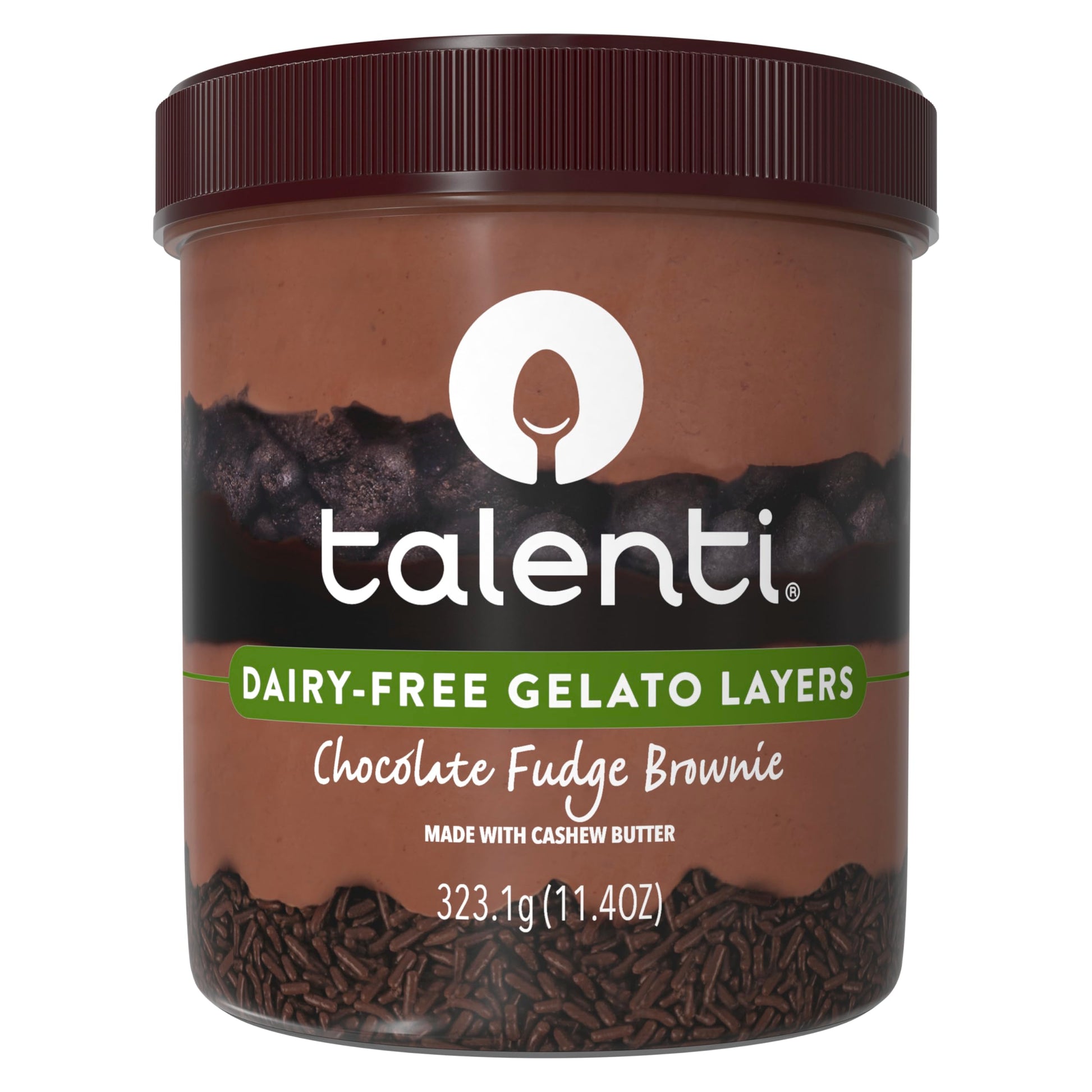 Talenti Dairy-Free Gelato Layers For a Delicious Non-Dairy Treat Chocolate Fudge Brownie Made with Cashew Butter 11.4 oz