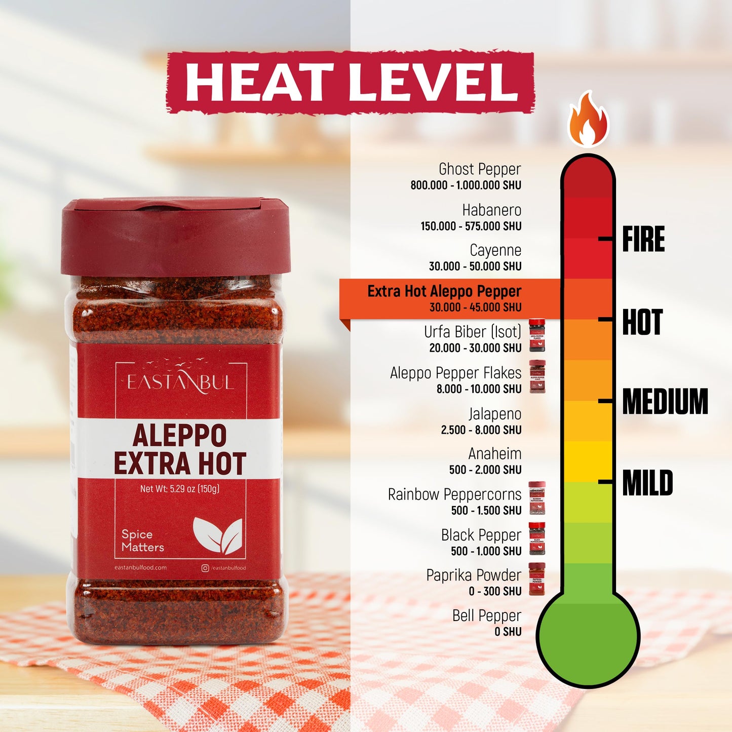 Eastanbul Extra Hot Aleppo Pepper Flakes, 5.3oz (150g) - Crushed Turkish Spice, Rich Flavor, Similar to Gochugaru Chili Flakes, Red