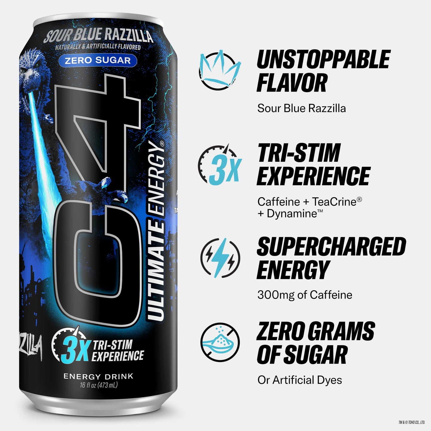 Cellucor C4 Ultimate | Pre Workout Sugar Free Energy Drink | Tri-Stim Experience with 300mg Caffeine + TeaCrine + Dynamine | Sour Blue Razzilla| 16oz (Pack of 12)