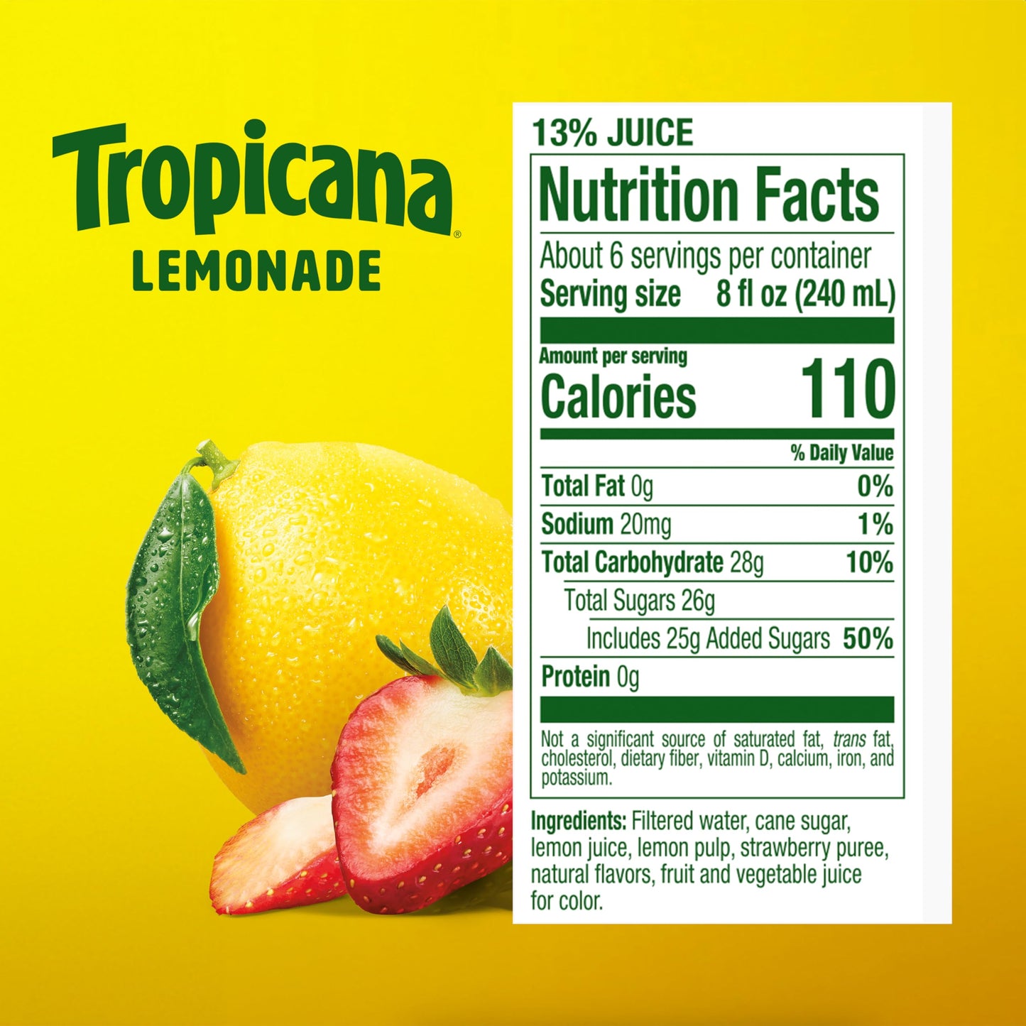 Tropicana Strawberry Lemonade, Made with Real Lemons, 46 fl oz Bottle
