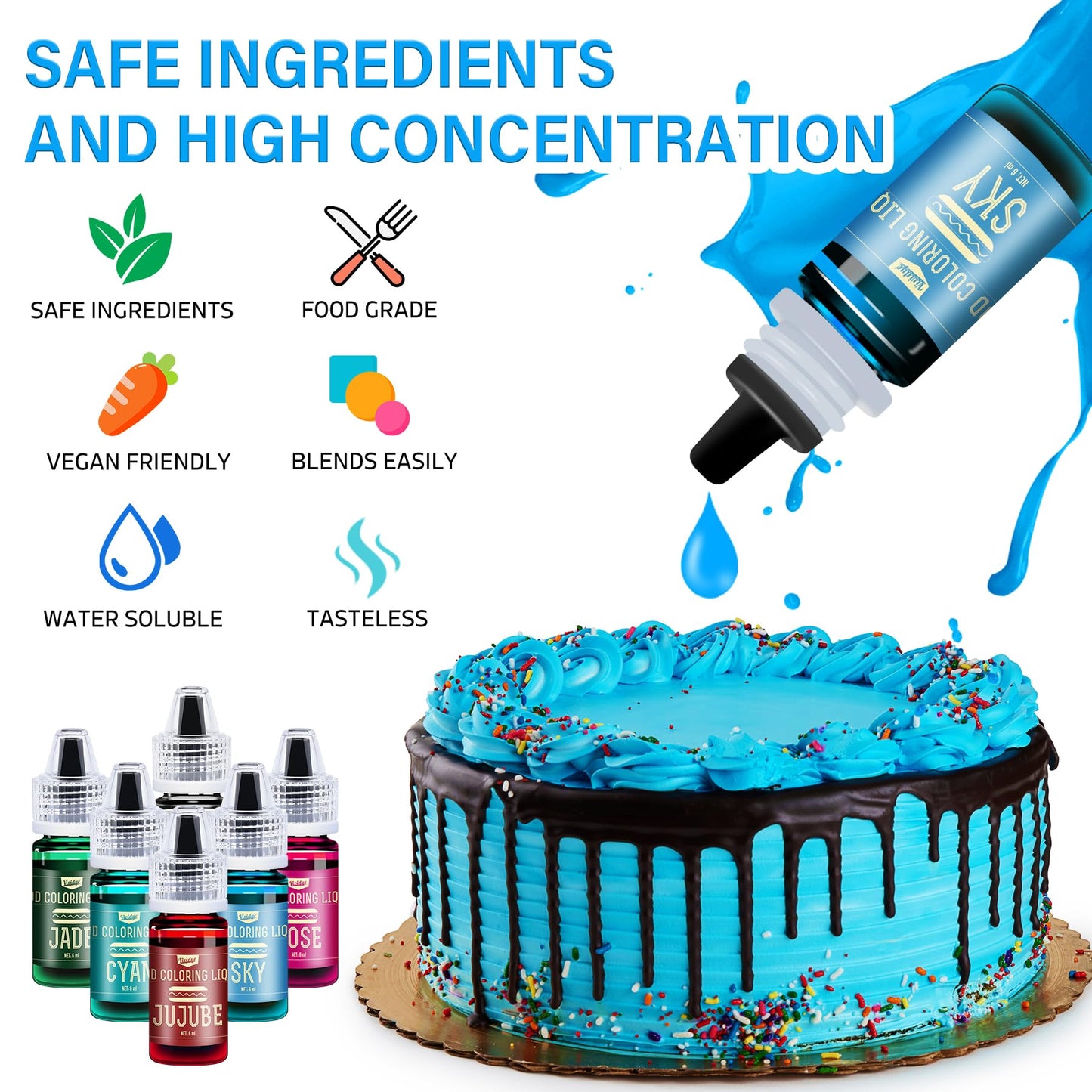 Vividye Food Coloring Set - 42 Vibrant Colors for Baking & Crafts - 0.25 Fl Oz Bottles