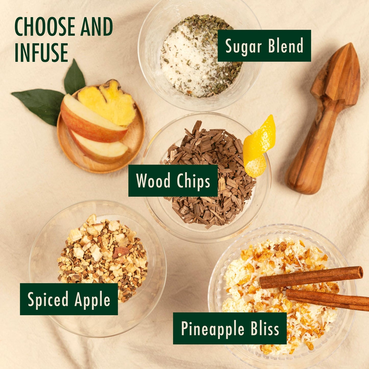 Craftly spirit-inspired flavor Infusion Kit - Glass Bottle with Natural Botanicals - Stainless Steel Spices for Homemade Cocktails
