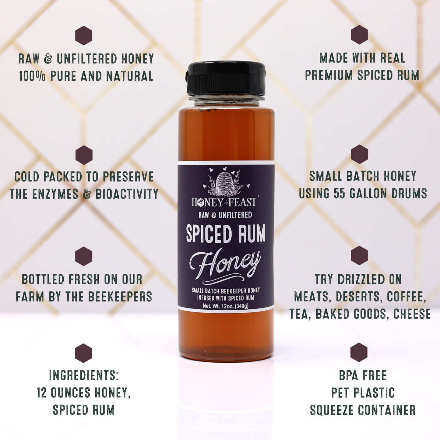 Honey Feast Spiced spirit-inspired flavor Honey | Flavored Honey | 12oz Jar | Unique Foodie Gift