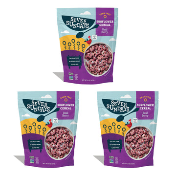 Seven Sundays Sunflower Cereal, Real Berry, 8 Oz Bag (Pack Of 3), Grain & Gluten Free, 5G Upcycled Protein, 0G Refined Sugar, Cr