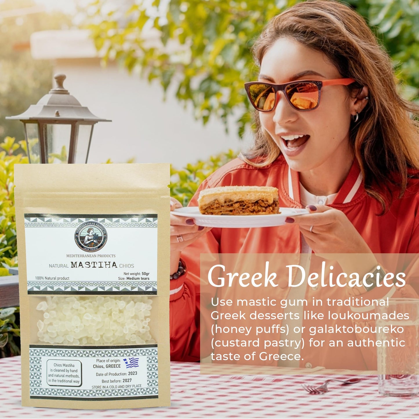 Mastiha Chios 50g - Organic Mastic Gum, 100% Natural, Gluten-Free, Vegan, Pure Mastic from Greek Farmers, White
