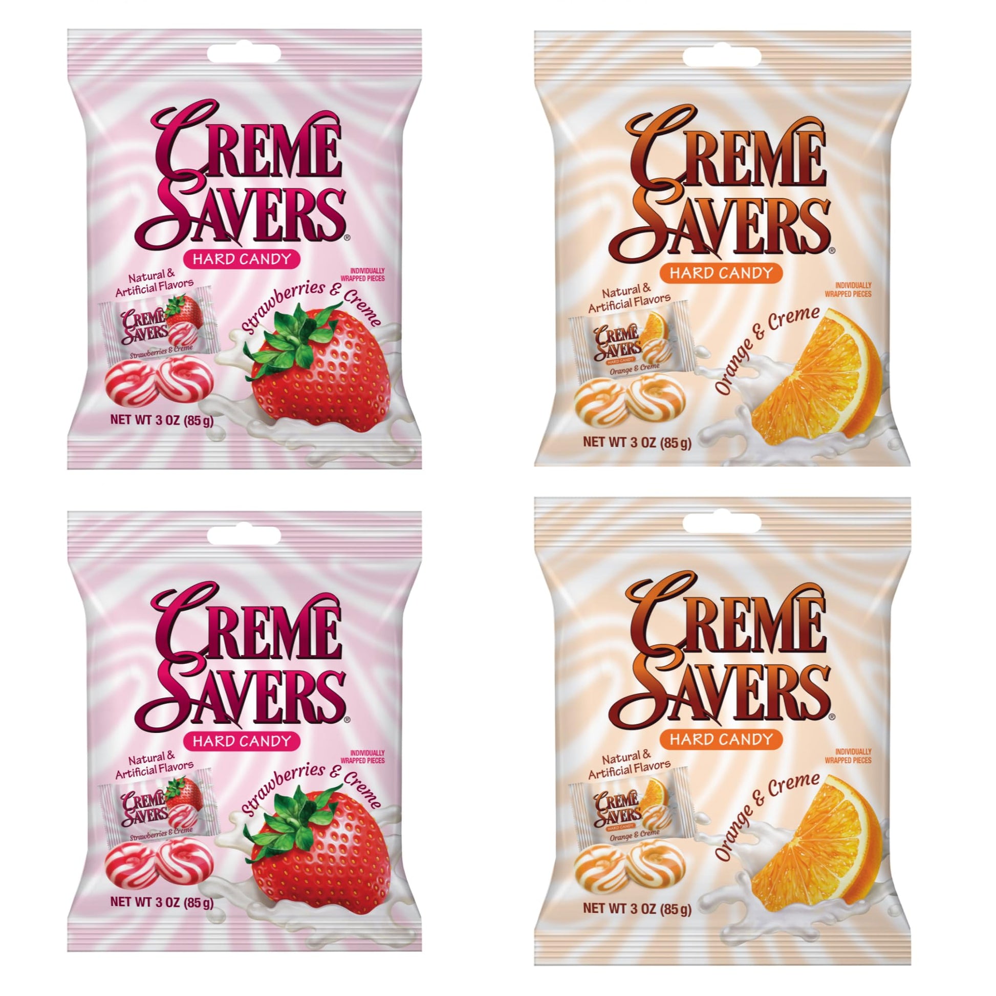 Creme Savers Strawberries and Creme and Orange and Creme Hard Candy | The Taste of Fresh Strawberries and Fresh Orange Swirled i