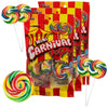 Mini Carnival Lollipop Packs, Shareable Individually Wrapped Traditional Multi Colored Swirl Pops, Candy Accessory Included, 7 L