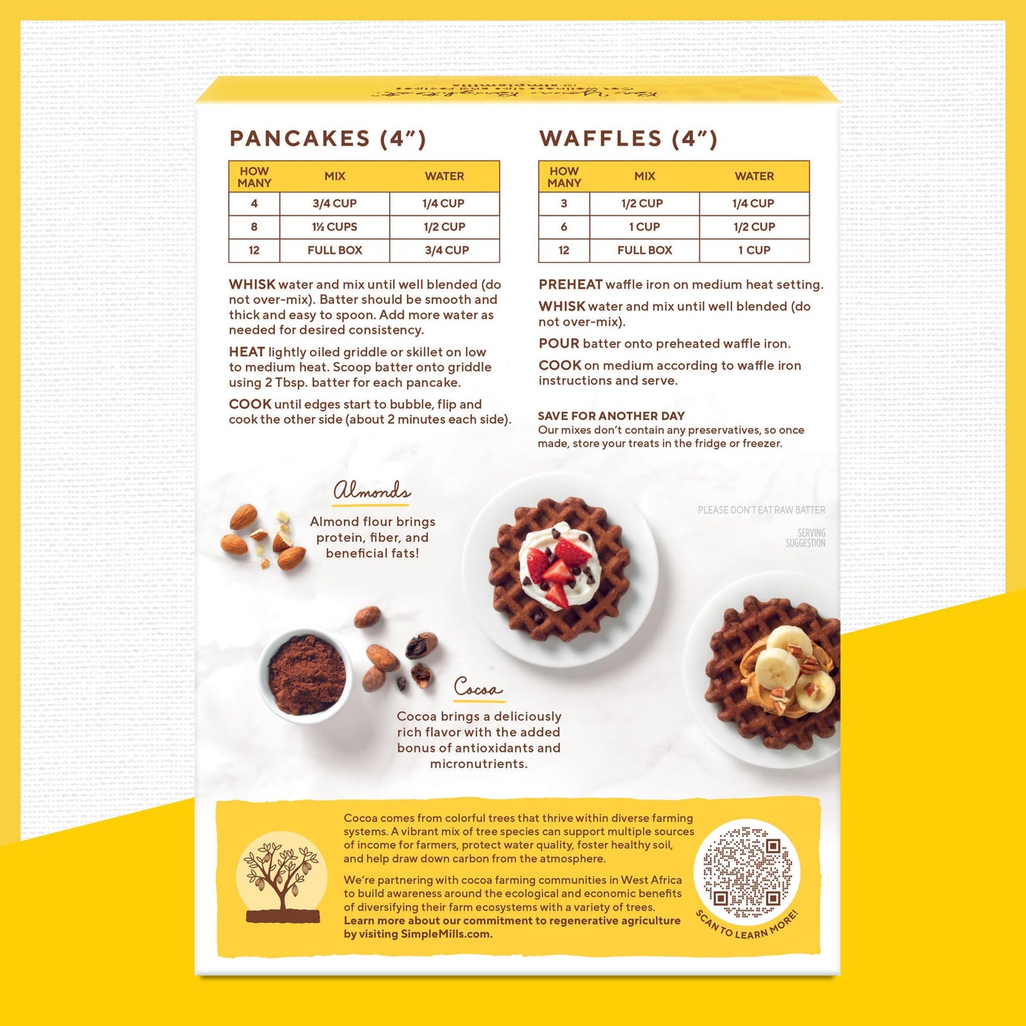 Simple Mills Cocoa Pancake And Waffle Mix, Just Add Water, Gluten Free, Paleo Friendly, Breakfast, 10 Oz (3 Pack)