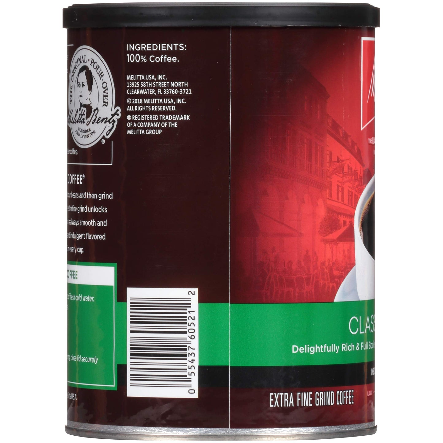 Melitta Classic Decaf Coffee, Medium Roast, Extra Fine Grind, 10.5 Ounce Can, Pack of 6, 63 Ounces Total