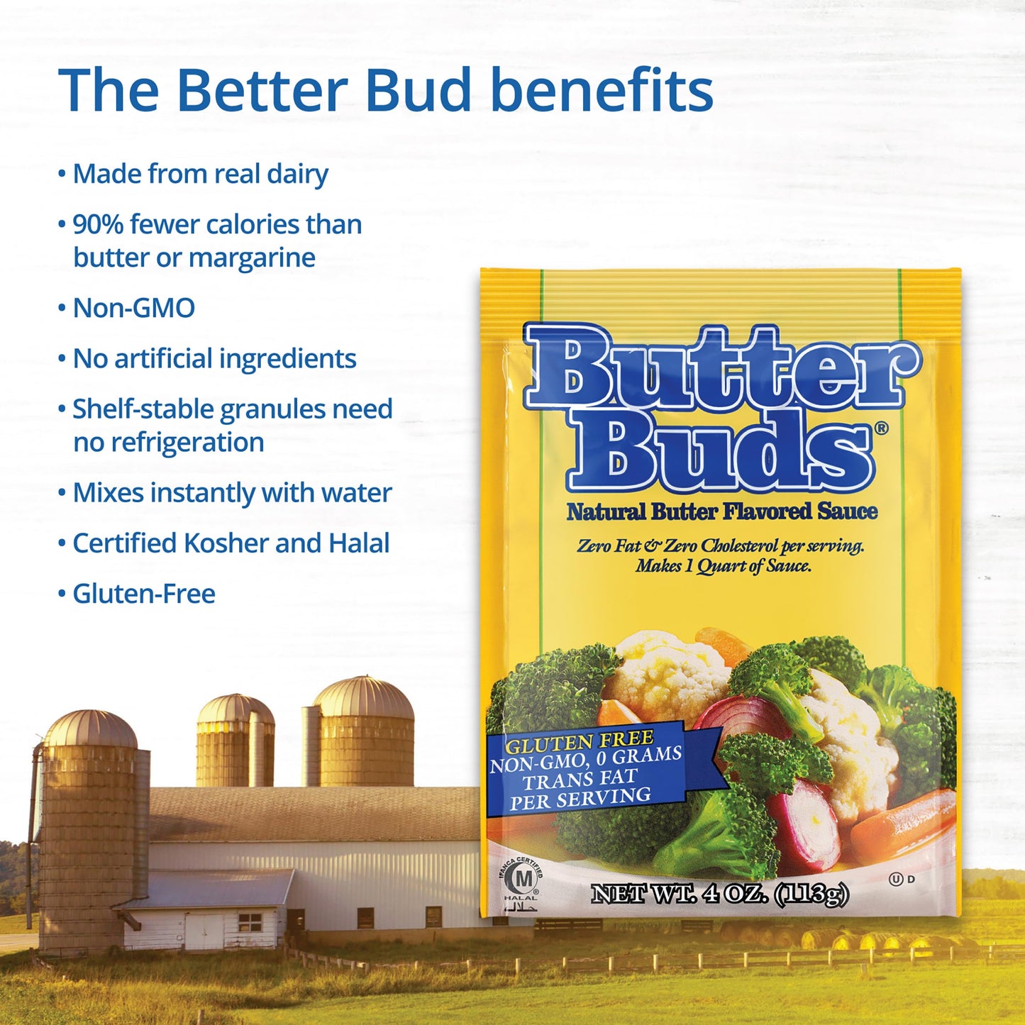BUTTER BUDS Sauce Mix - Non-GMO, Gluten-Free, Natural Butter Flavored, 4 Oz (Pack of 4), Model BBDS-498353