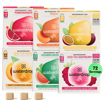 Waterdrop Hydration Cubes, Iced Tea Peach, 200 MG Electrolytes & Vitamin C & B3, On the Go Water Enhancer for Still & Sparkling 