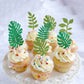 YCTHUNFISH 24 Pack Cupcake Toppers, Tropical Palm Leaves, Glitter Green, Bamboo, Hawaiian Theme Decorations for Parties