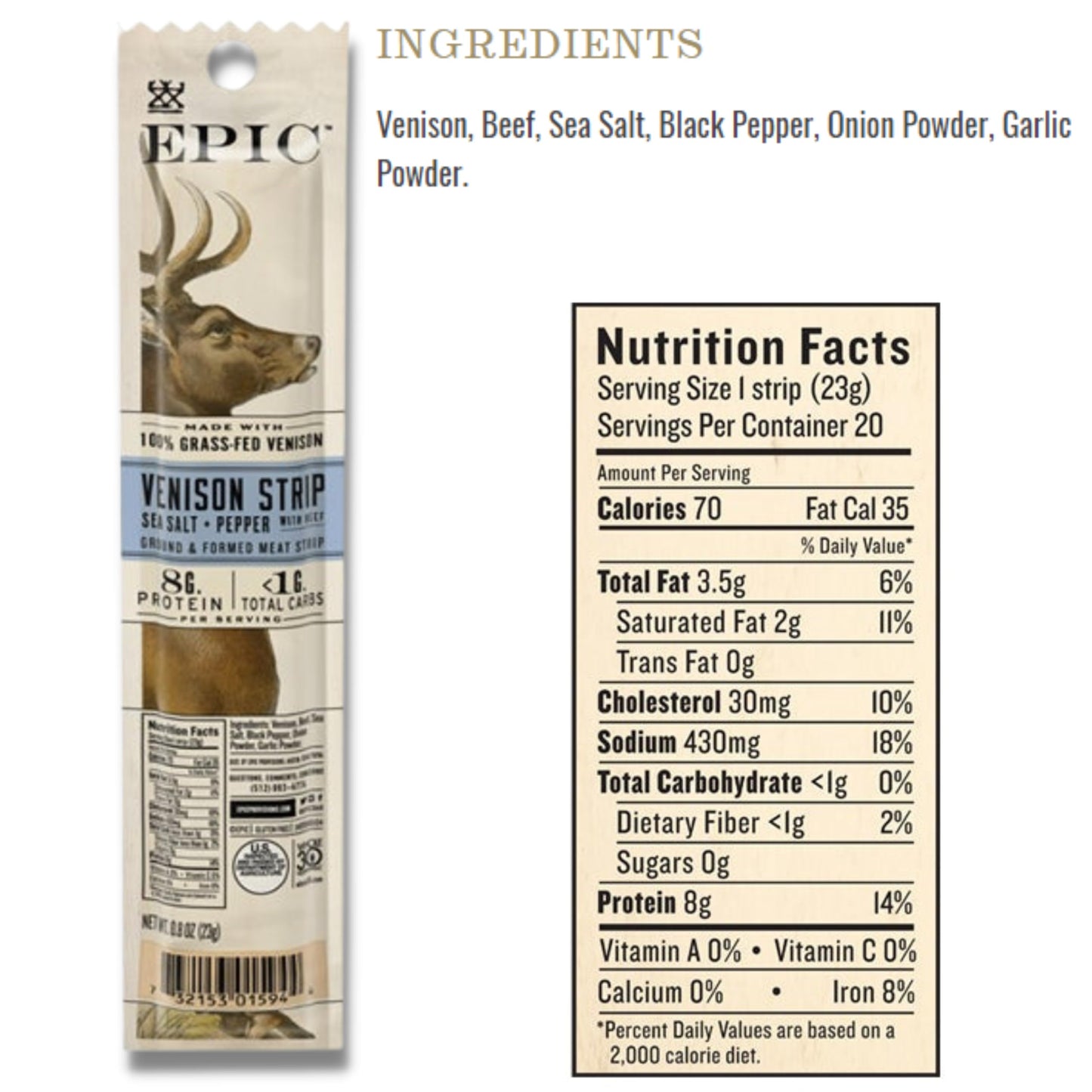 Epic Strips Variety Snack - Wagyu Beef, Salmon & Venison 0.8 Oz (12 Pack)