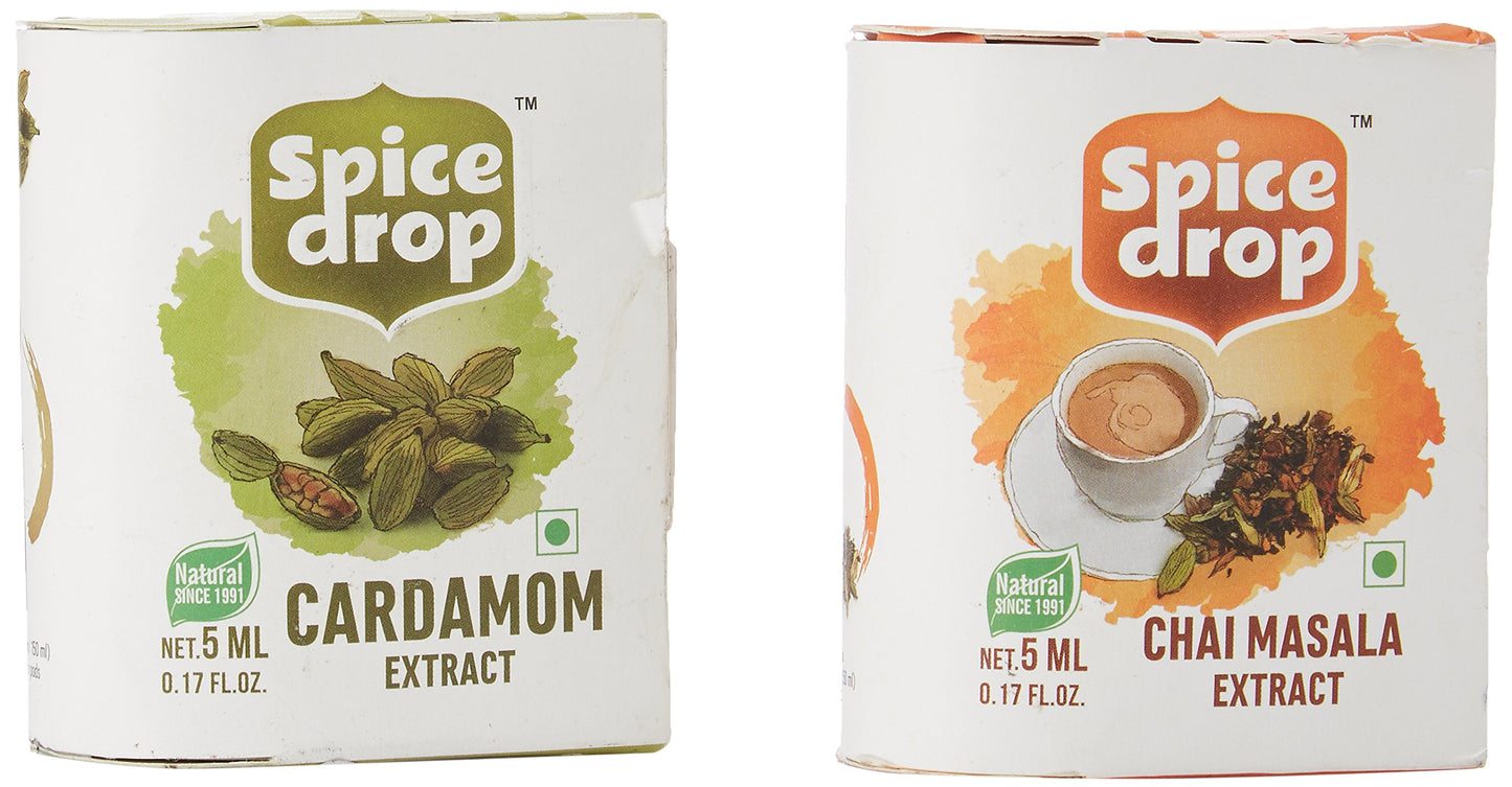 Spice Drop Chai Masala Elaichi Tea Combo | Natural Extract Of Cardamom (Elaichi), Tea Masala (Chai Masala) | For Food, Beverages