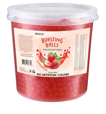 Strawberry Boba Pearls, Strawberry Popping Bursting Boba, Bubble Tapioca Pearls For Bubble Tea, No Artificial Colors (7 LB 1 Pac