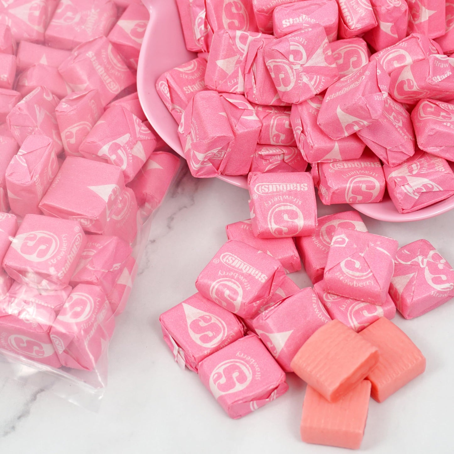 Starburst All Pink Candy 3lb Bulk Bag (Approx. 270 Pieces)  Pink Strawberry Candy Fruit Chews