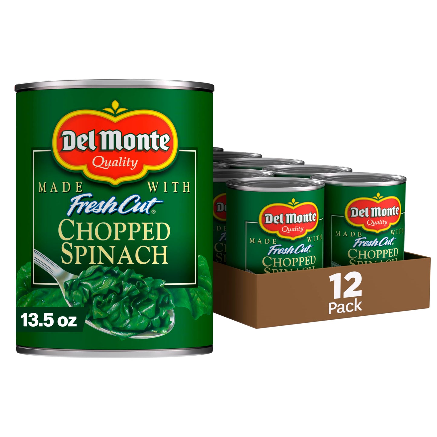 Del Monte Canned Fresh Cut Chopped Spinach  13.5 Ounce (Pack of 12)