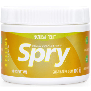 Spry Fresh Natural Xylitol Chewing Gum Dental Defense System Aspartame-Free Sugar Free Gum (Fresh Fruit, 100 Count - Pack Of 1)
