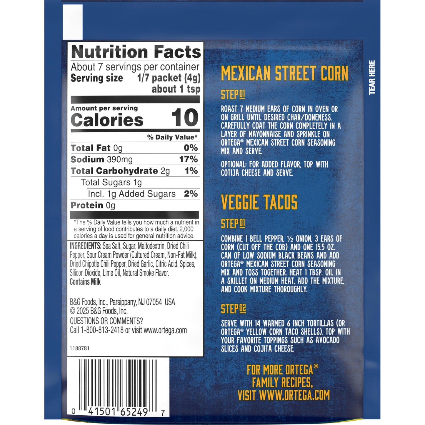 Ortega Street Taco Seasoning Mix, Mexican Street Corn, 1 Ounce (Pack of 12), Model 1165249