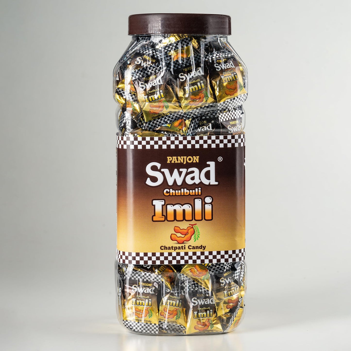 Swad Chulbuli Imli Hard Candy Jar 150 Pieces Authentic Tangy Tamarind Chatpati Candy Traditional Indian Snack Natural Ingredients Mouth Freshener Perfect Party Favor Gift