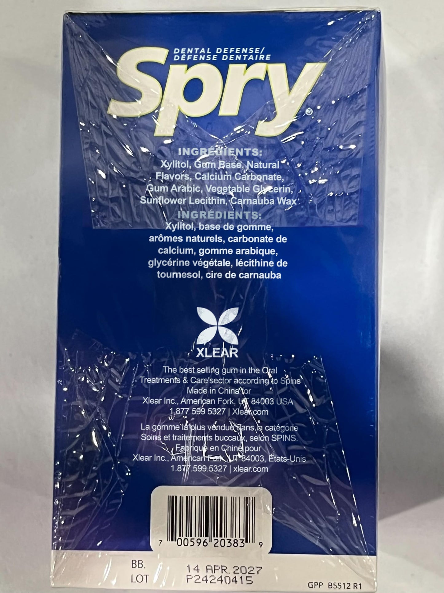 Spry Xylitol Chewing Gum - Aspartame-Free, Sugar-Free, Non-GMO, Peppermint, 55 Count (Pack of 12)