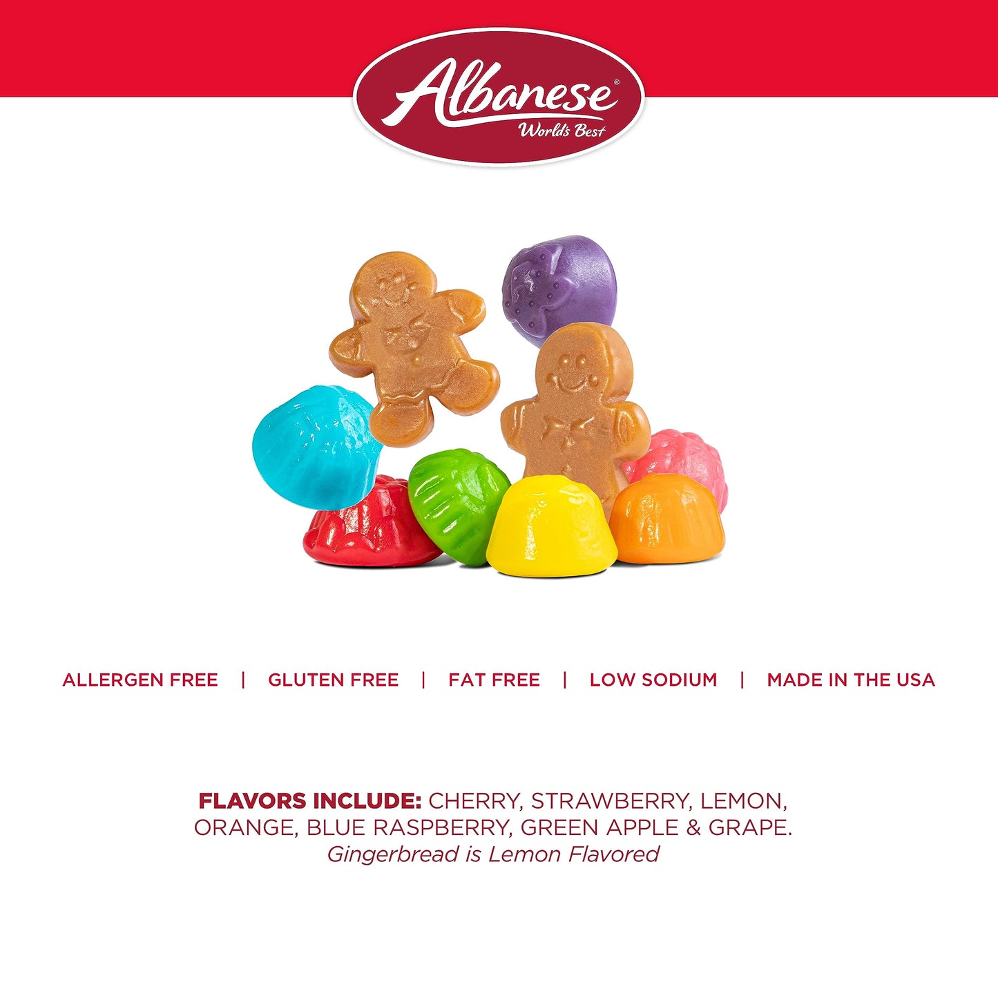 Albanese Worlds Best, Holiday Candy, Jolly Gingerbread Gummies, 5lb Bag, Great Stocking Stuffers, Perfect Christmas Treat, Glute