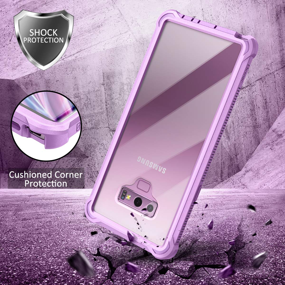 Dexnor Galaxy Note 9 Case With Screen Protector Clear Military Grade Rugged 360 Full Body Protective Shockproof Hard Back Cover