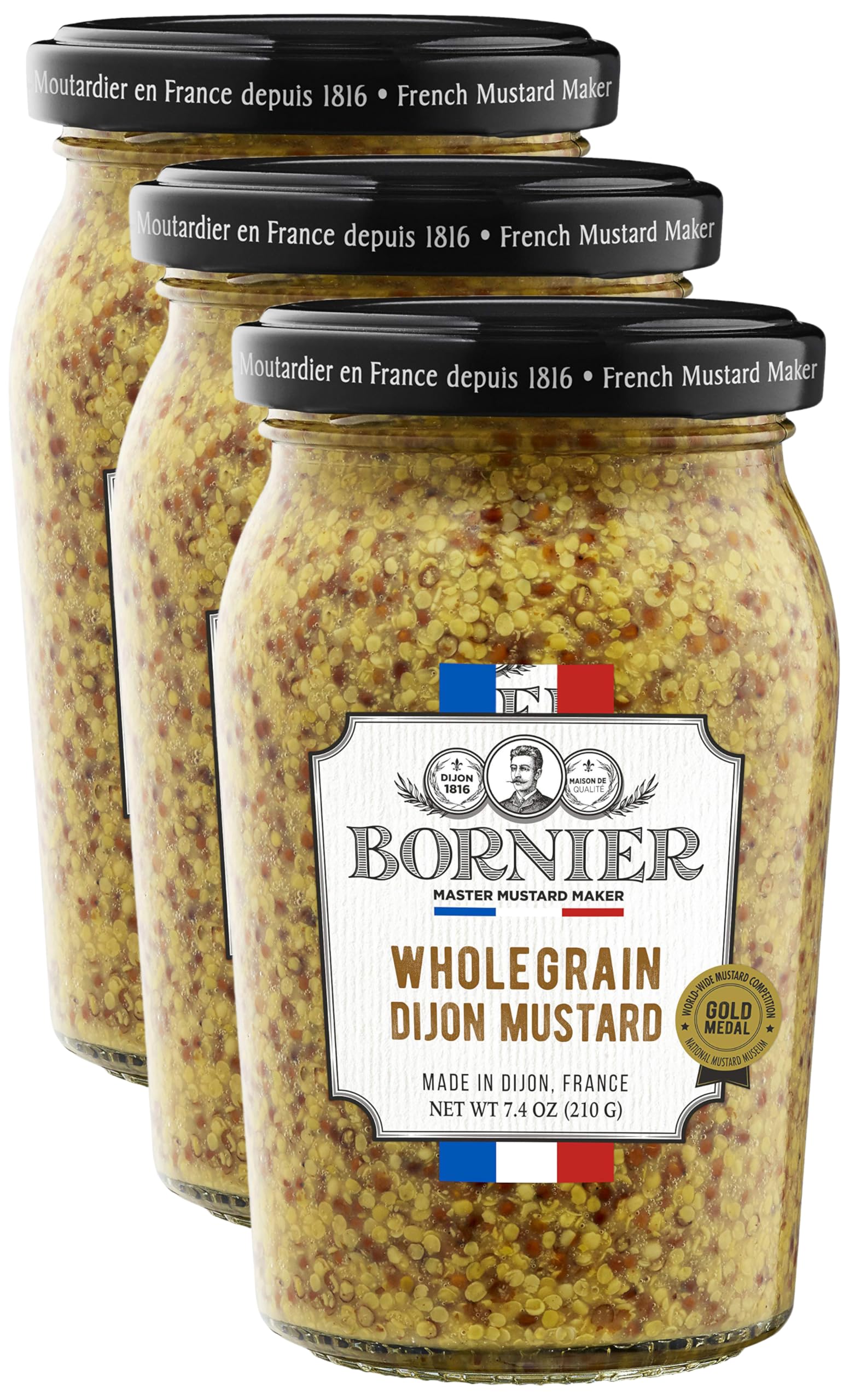 BORNIER Wholegrain Dijon Mustard, 7.4 Ounce (Pack of 3)