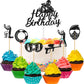 37 Pieces Paintball Cupcake Toppers Happy Birthday Silhouette Cake Topper Paintball Theme Glitter Cupcake Topper Paintball Handm
