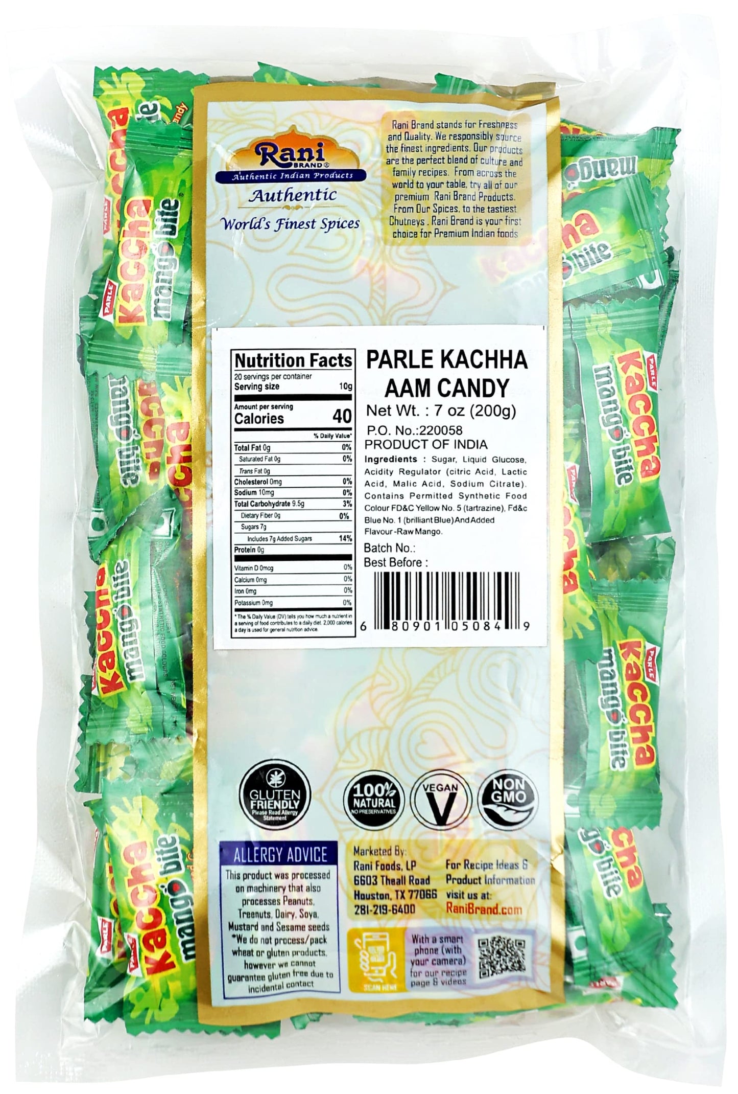 Rani Brand Kachha Aam Candy - Vegan, Gluten Friendly, NON-GMO - 7oz (200g) Individually Wrapped Indian