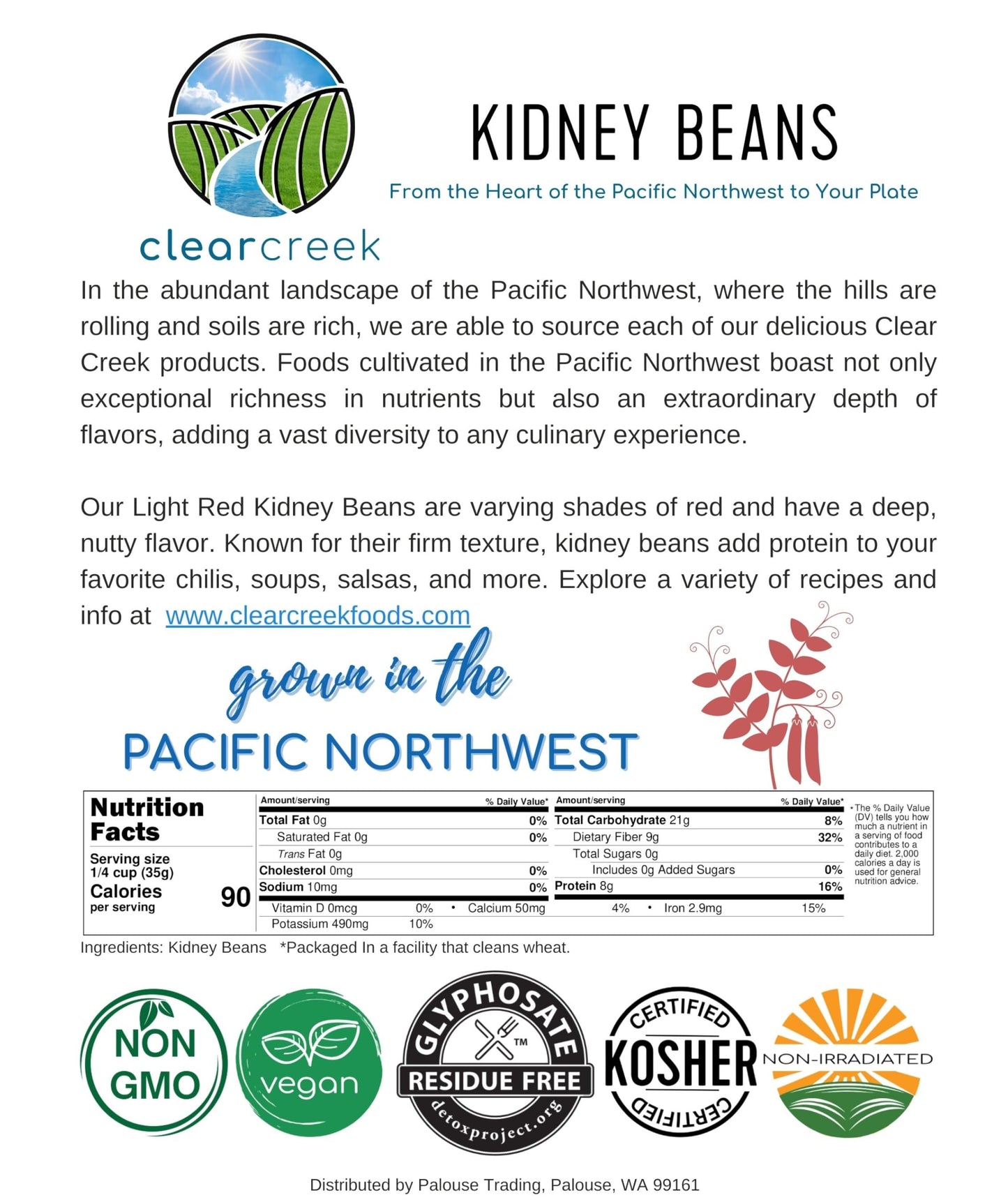 Certified Glyphosate Residue Free Kidney Beans Grown In Washington | 25 Lbs | Non-Gmo | Kosher | Vegan | Non-Irradiated