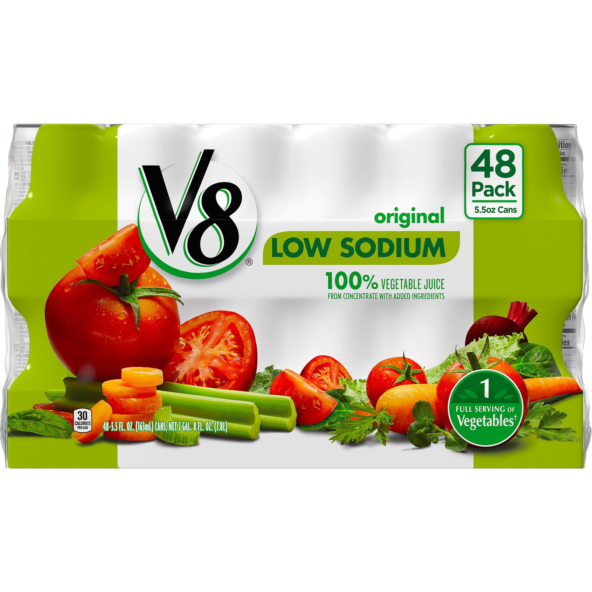 V8 Low Sodium 100% Vegetable Juice, 5.5 Oz. Can (Pack Of 48)