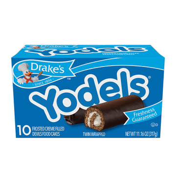 Drake'S Yodels, 10 Twin-Wrapped Devils Food Cake Rolls, 11.16 Oz Box