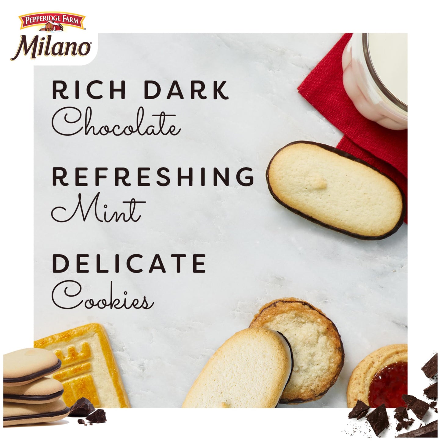 Pepperidge Farm Milano Mint Chocolate Cookies, 7 Oz Bag (15 Cookies)