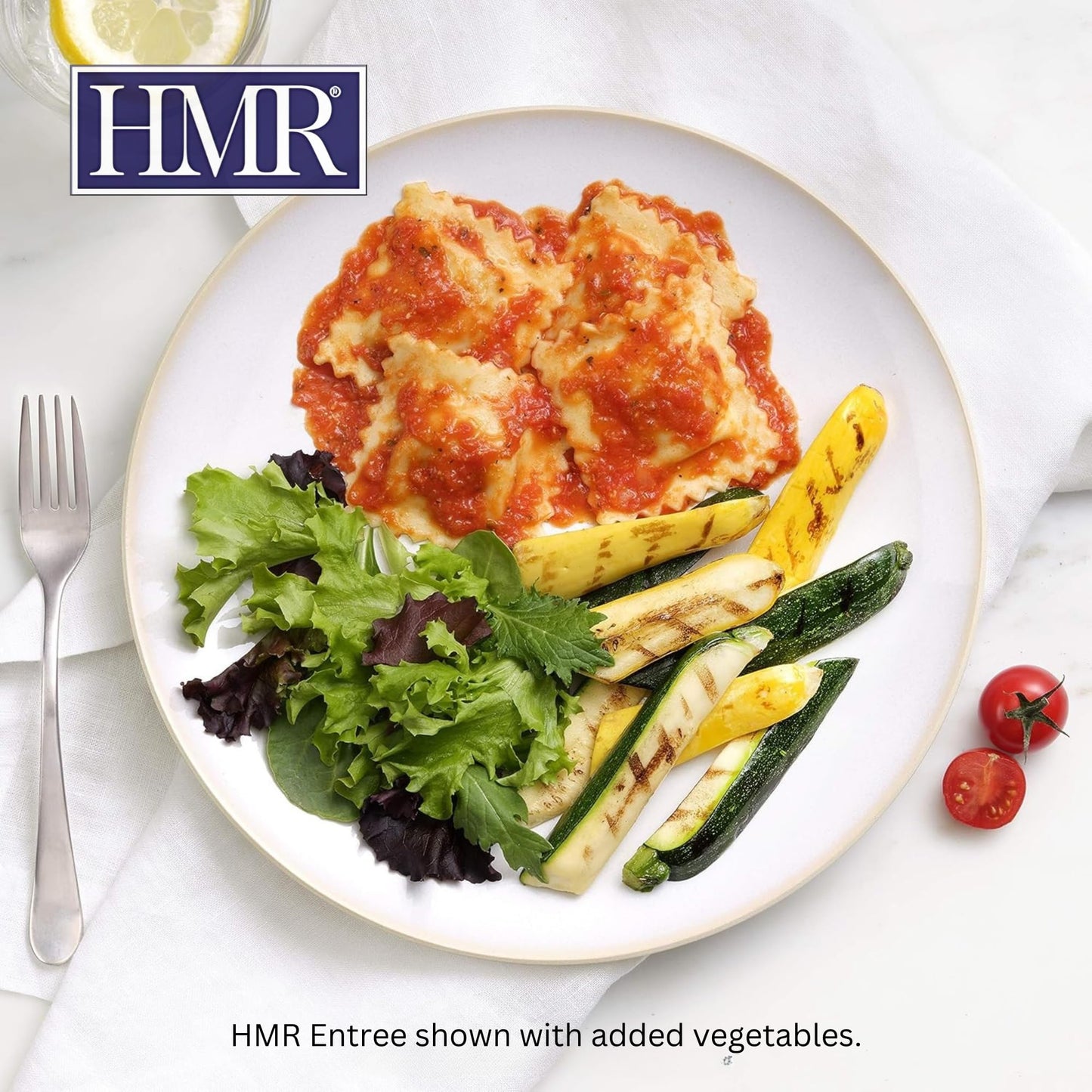 HMR Cheese and Basil Ravioli Entr  e | Pre-packaged Lunch or Dinner | Ready to Eat | Vegetarian | 10g of Protein | Low Calorie F