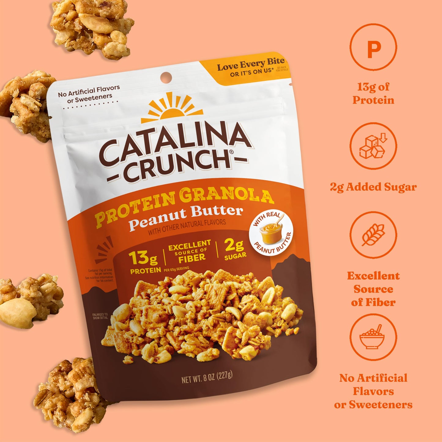 Catalina Crunch Protein Granola - Low Sugar Breakfast Cereal with 13g of Protein - Gluten Free, Keto Friendly - Peanut Butter -