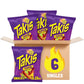 Takis Fuego Rolled Tortilla Chips, Hot Chili Pepper & Lime, 3.25 oz, Pack of 6