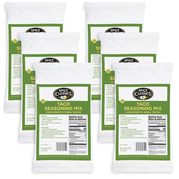 Spice Classics Taco Seasoning Mix, 9 oz (Pack of 6) - Ideal for Chicken, Pork, Veggies and More