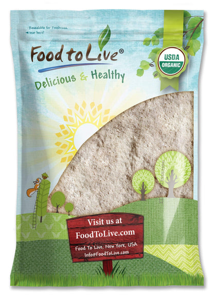 Food to Live Organic Barley Flour, 8 Pounds - Non-GMO, Stone Ground from Whole Hulled Barley, Fine, Kosher, Vegan, Bulk. Rich in