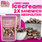 Freeze Dried Ice Cream Sandwich Bites - 2 Pack Neapolitan - Crunchy & Sweet Snack 2.5Oz Space Ice-Cream Pack Dehydrated Resealab
