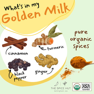 Organic Golden Milk Turmeric Powder with Ginger - All Natural, No Added Sugar, Great for Golden Milk Lattes, 3.5 oz, The Spice H