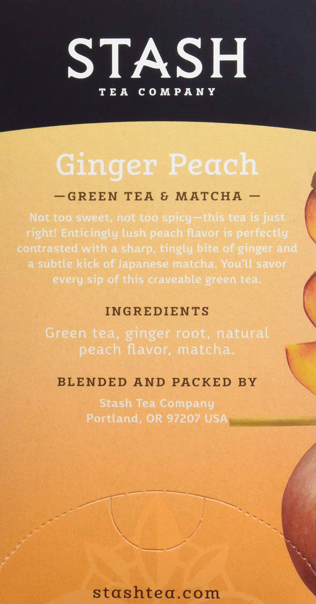 Stash Tea Green Tea, Ginger Peach With Matcha, 18 Ct