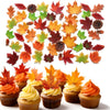 50 Pcs Edible Cupcake Toppers Cake Decorations Wafer Paper Maple Leaves & Pine Cones for Wedding Cakes Birthday Harvest Season Cake Decor (Brown&Yellow&Green)
