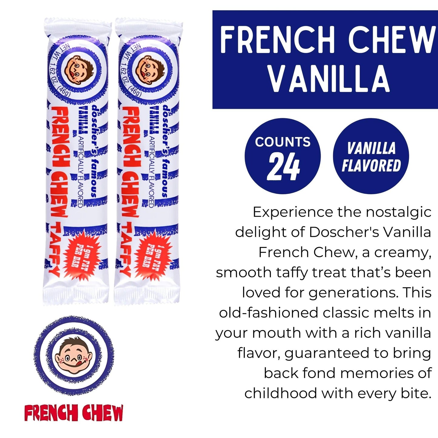 The Nutty Fruit House Doschers Vanilla French Chew Taffy Bars 24 Count