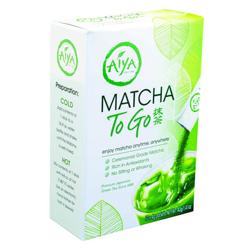 Aiya Japanese Matcha To Go - Ceremonial Grade Matcha Green Tea Powder - Convenient On-the-Go Packets for Smooth, Natural Energy 